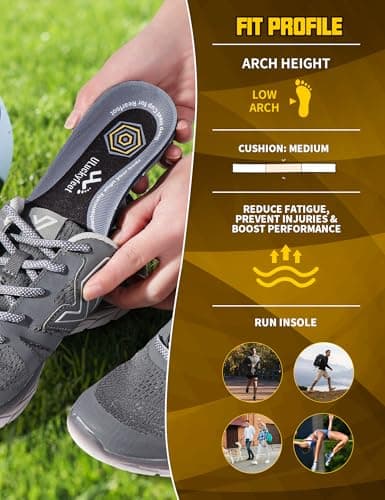 Running Insoles for Men Women & Plantar Fasciitis Relief Shoe Insoles, Extra Shock Absorption Boosts Sports Performance & Arch Support Inserts for Reduce Fatigue -Low Arch Running Shoe Inserts-F - Thumbnail 2