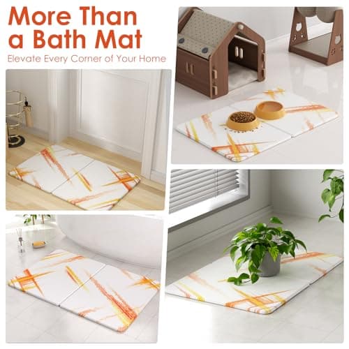 Foldable Diatomaceous Earth Bath Mat - 24"x16" Ultra-Absorbent Stone Shower Mat for Bathroom Floor - Instant Dry Non-Slip Diatomite Floor Mat - Minimalist Stone Dish Drying Mat for Kitchen - Thumbnail 3