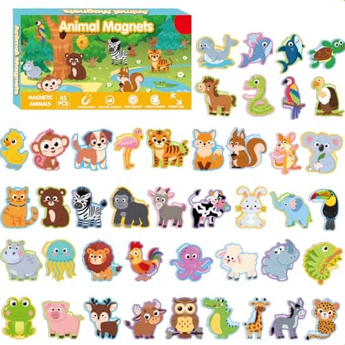 Fridge Magnets,43Pcs Farm Animals Cute Magnets for Refrigerator Whiteboard,Full Back Magnet Animal Magnets Gifts for Girls and Boys - Image 1