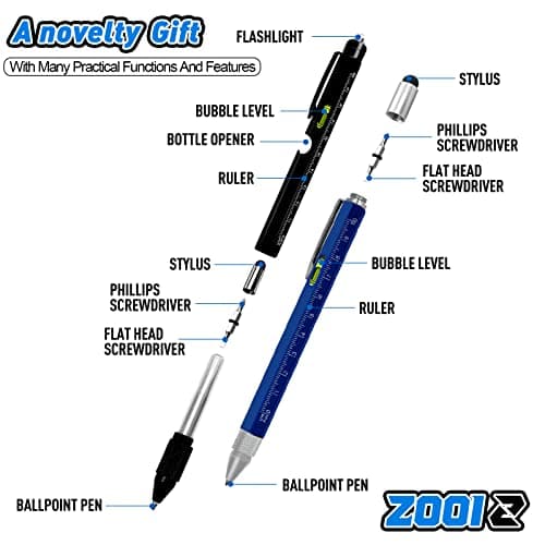 ZOOI Fathers Day Dad Gifts from Daughter Wife Son Gifts for Men Dad Him, 9-1 Multitool Pen, Mens Gifts for Men Who Have Everything, Grandpa Fathers Day Gift, Cool Gadgets Stuff - Thumbnail 6