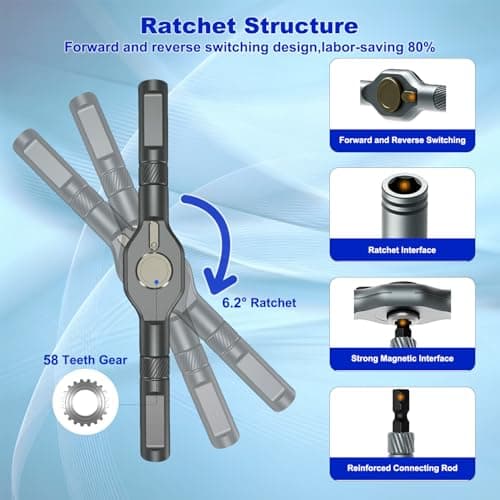 42 in 1 Magnetic Screwdriver Set, magnetic ratchet screwdriver set, Detachable ratcheting t handle, Portable Storage box, multitool set, Kit for Furniture, Electronics, Computer, Bike Repairs - Thumbnail 5