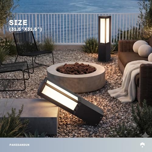 PAKEDANDUN 31.5" Outdoor Solar Lanterns Waterproof with IP65, 3000K Outdoor Floor Lamp, Large Floor Lamps with Remote Brightness & Timer Control, Outside Lantern Dusk to Dawn for Porch Patio Landscape - Thumbnail 3