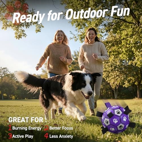 QDAN Dog Toys Soccer Ball with Straps - Dog Water Toy, Puppy Birthday Gifts, Durable Dog Balls for Small Medium Dogs （6 Inch） - Thumbnail 2