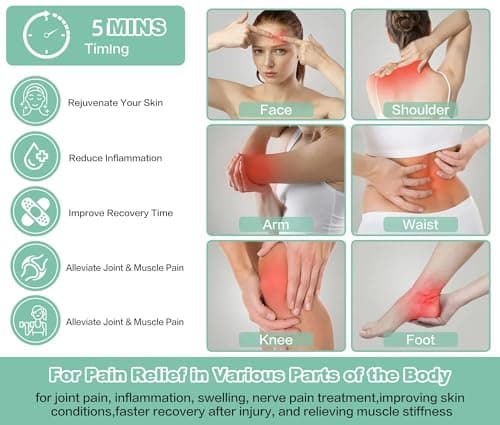 Red Light Therapy, Portable Powerful Red Infrared Light Therapy Device w/5 LEDs 5 Wavelengths, ASWAYSUN Blue Light Healing Therapy Torch for Body Knee Hand Muscle Joint Pain Relief Near Infrared Light - Thumbnail 3