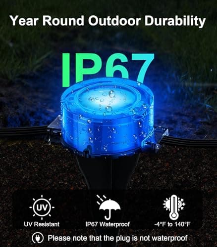100Ft RGB Ground Lights Outdoor LED Pathway Lights, Multi Color Changing Christmas Decor Waterproof Walkway Lighting for Outside Garden Back Yard Lawn Driveway Patio Landscape Lighting, Smart Control - Thumbnail 5