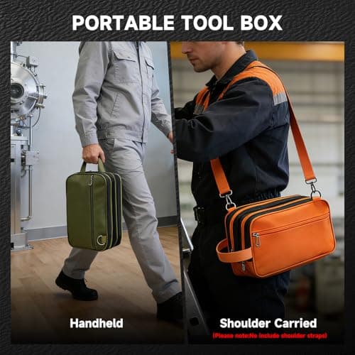 Organizer Tool Pouch - 2 Pack with Zipper Waterproof Utility Multi Compartments Small Tool Bag - Thumbnail 5