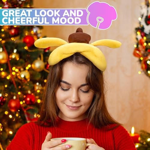 LIBERHAUS Yellow Bear Ears Headband – Cheerful Chipmunk Ears for Costume Party – Universal Size, Dog Kawaii Headband for Spa - Thumbnail 5