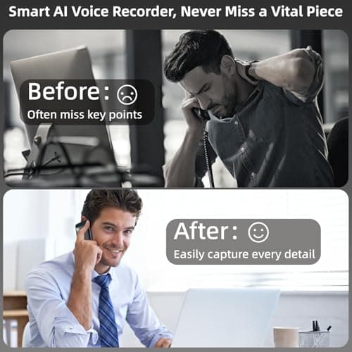 E EAZEYAI AI Voice Recorder, Note Voice Recorder Accuracy Transcribe Smart Summarize & Simultaneous Translation, Support 140 Languages, App Control, AI Audio Recorder for Calls, Meetings, Lectures - Thumbnail 6
