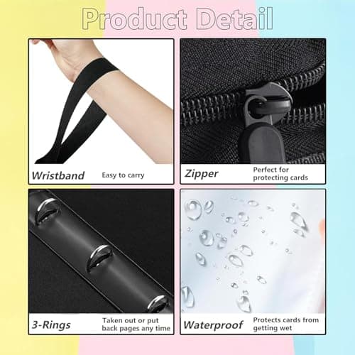 KEFEIKJ Cute Trading Photocard Binder, STAY Photo Album Cartoon Card Holder Book Storage 400 Cards with Sleeves for Lomo Cards Gift - Boys & Girls, idol Photo Protect (Black, 4 Pockets) - Thumbnail 3