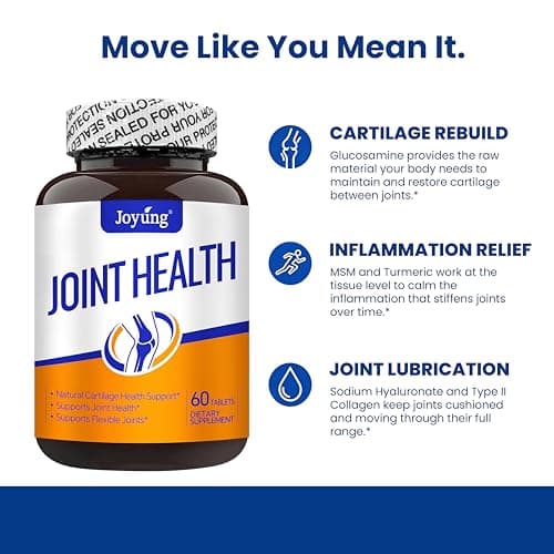 Joyung Joint Health Supplement with 1000mg Glucosamine & 500mg MSM - Advanced Cartilage & Bone Support - Includes Vitamin D3, Manganese & Eggshell Membrane - 60 Tablets - Thumbnail 6