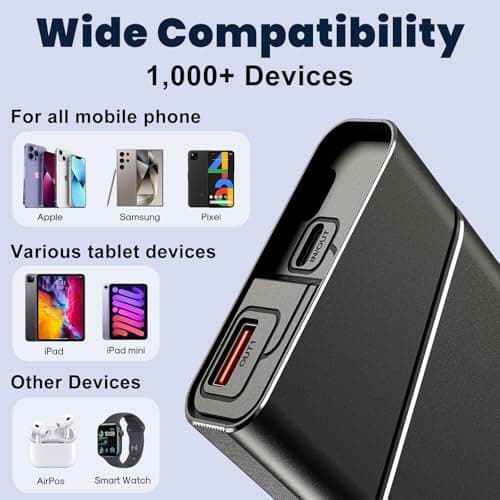 Portable Charger 20000mAh, 22.5W PD 3.0+QC 4.0 Super Fast Charging Power Bank, Cooler Aerospace Metal Case for iPhone 17 16 15 14, 13 Android, iPad, Samsung Google Tablet & More, Travel Essential - Thumbnail 4