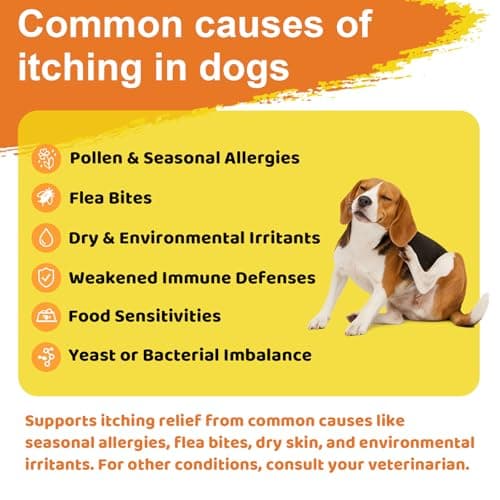 Dog Allergy Chews for Itchy Skin Relief - Seasonal Allergy and Immune Support with Colostrum, Omega 3, Probiotics, Turmeric, Zinc, Vitamins B & E - Helps with Paw Licking & Scratching - 90 Soft Chews - Thumbnail 5