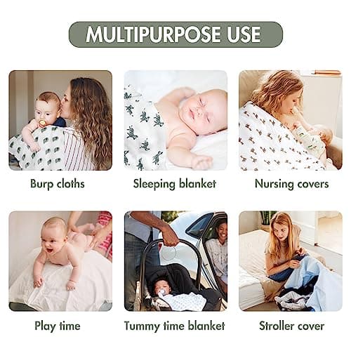 GLLQUEN BABY Receiving Blanket Boy Cotton Muslin Swaddle Blankets Girl Newborn Squares Breathable & Soft Thin Baby Blankets Cloths Double Absorbent Infant Swaddling Wrap - 6 Pack (Giraffe) - Thumbnail 4