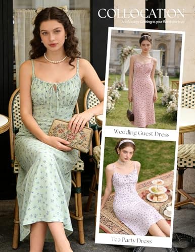 Belle Poque Floral Dress for Women Summer Backless Spaghetti Strap Dresses Cami Dresses Tea Party Dress (Purple Floral,XL) - Thumbnail 5