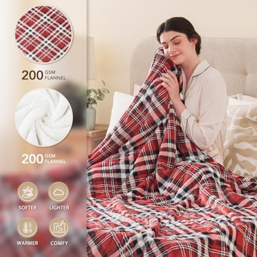 HomeMate Electric Blanket Heated Full Size - 72“x84“ Ultra Soft Cozy Flannel Heating Blanket with 10 Fast Heat Levels 8 Hours Auto Off Over-Heated Protection ETL Certification Keep Warm in Home Office - Thumbnail 3