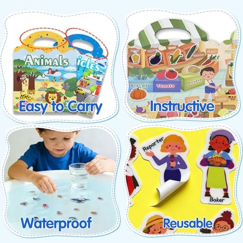 ACGROW 6 Sets Reusable Sticker Book for Kids, Puffy Jelly Stickers for Toddlers, Travel Essentials Craft Activities Toys for Boys Girls Birthday Gifts - Thumbnail 4