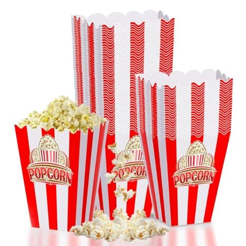 Wertyuizk Popcorn Boxes 20 Pack One-step Assembly, 6" Tall * 2.9" Square Individual Servings Popcorn Bags, Movie Night Supplies Container Kettle Corn Bucket for Home Party, Easter Day, Christmas - Image 1