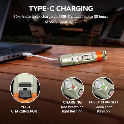 S15PRO-TK 7075 Aluminum Keychain Flashlight Rechargeable, 750 Lumens EDC Mini Flashlight, Pocket Light with 5 Side Light + Screwdriver & Quick-Release Tail Cap for Emergencies, Maintenance, Outdoor - Thumbnail 5