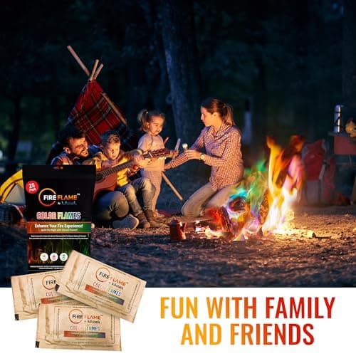 Fireflame Fire Color Changing Packets - Colorful Fire Flames Packets - 25 Pack - for Outdoor Pit, Fireplace, Bonfire, Campfire, Camping Accessories for Kids & Adults - Thumbnail 4