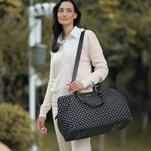 Sunveno Mommy Bag for Hospital, Large Maternity Weekender for Labor and Delivery, Stylish Travel Tote with Organizer Pouches & Changing Pad, Overnight Bag for Mom and Baby Essentials, Black Classic - Thumbnail 2