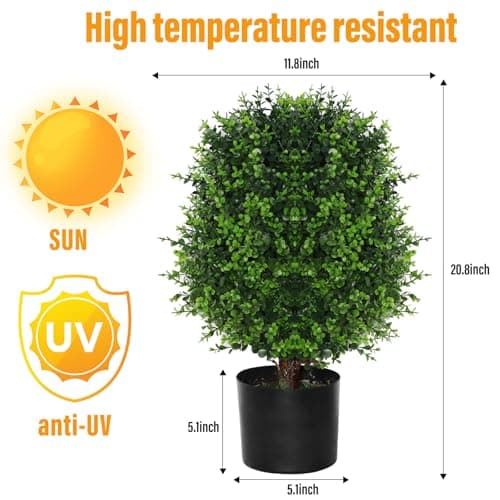 Artificial Cedar Tree Potted Plant - 2pcs Simulated Shrub Plants with Heavy Duty Planter. They are Hand pruned, UV Resistant, Low Maintenance and Suitable for Indoor and Outdoor Decoration (21 in) - Thumbnail 5