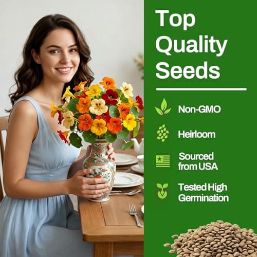 LUOJIBIE Nasturtium Seeds, 550+ Mixed Colors Large Blooms Seeds Bulk Pack, Nasturtium Seeds for Planting 2026, High Germination Non-GMO, Wildflower Seeds for Planting Indoor Outdoor, Open Pollinated - Thumbnail 2