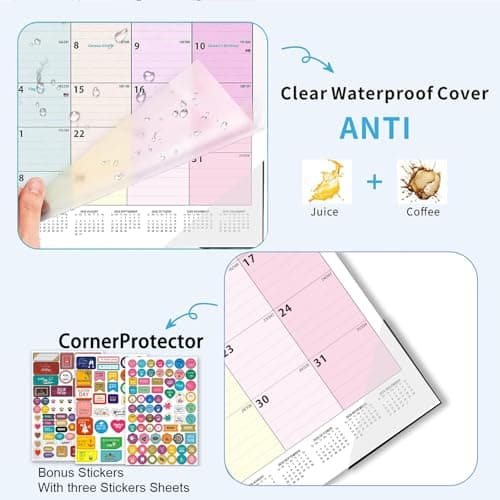Dayvorax 2026-2027 Desk Calendar - 22" x 17", 18 Month Calendar Jan 2026 - Jun 2027, Large Monthly Desktop Calendar with Daily Blocks, Thick Paper, Corner Protectors - Colorful (3 Stickers Included) - Thumbnail 5