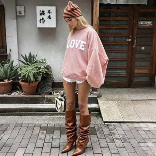COMFITORIA Womens Knee High Boots, Fold Over Shark Boots Stiletto Heels Slouchy Long Boot Pointed Toe Thigh High Dress Shoes Sexy Fashion Tall Boot for Women with Zipper - Thumbnail 3