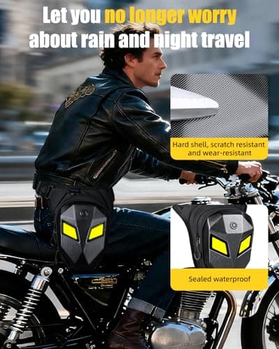 Untrxr Devil's Eyes Motorcycle Leg Bag for Men & Women,Drop Thigh Bag with Removable Leg Straps,Hard Shell for Cycling、Running、Outdoors Sports,with Multiple Pockets(Power Bank Not Included) - Thumbnail 2