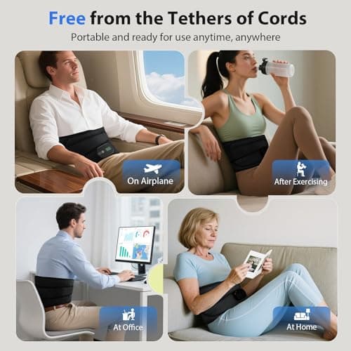 Lower Back Massager with Heat, Heating Pad for Back, Stomach Heating Pad, Waist Belt Wrap with Heat Vibration 3 Levels Adjustable, Touchscreen Control, Adjustable Size, Gifts for Dad Mom (Black) - Thumbnail 6