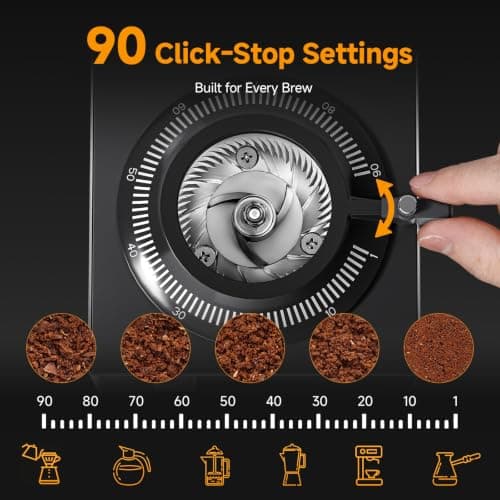 AMZCHEF Commercial Flat Burr Espresso Bean Grinder for Coffee Types - Thumbnail 3