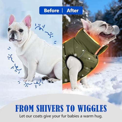 Dog Winter Puffer Jacket Waterproof, Reflective Furry Fleece Lined Dog Coats for Small Medium Dogs, Warm Snow Coat, Insulated Cold Weather Dogs Vest Jackets with Leash Hole, Olive - Thumbnail 3
