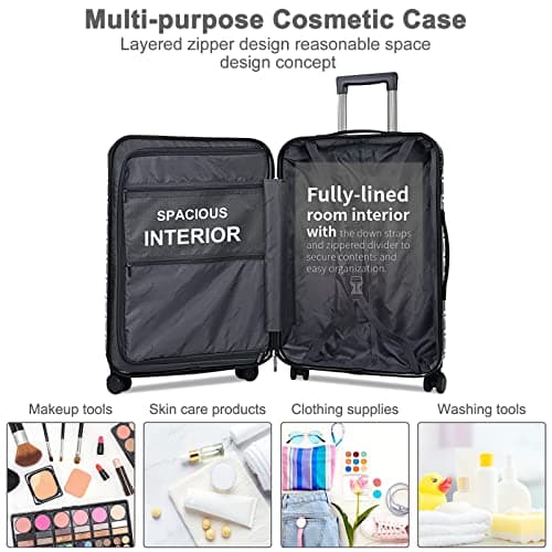 GigabitBest 2-Piece Carry On Luggage Set, 14-Inch Makeup Case & 20-Inch Suitcase, PC+ABS Hardshell, TSA Lock, Detachable 360° Spinner Wheels, Lightweight Travel Suitcase for Short Trips(Green) - Thumbnail 4