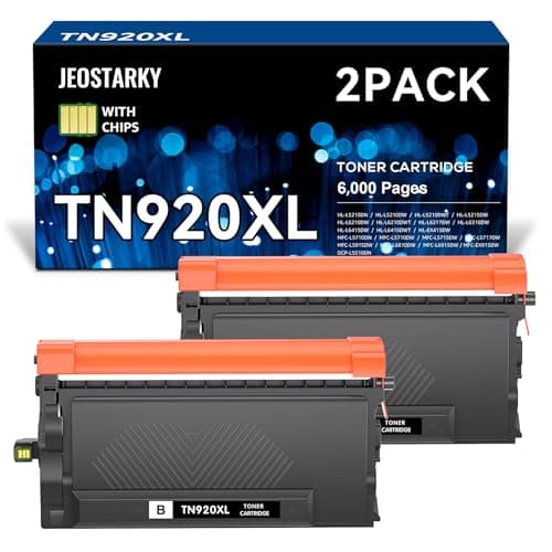 Jeostarky TN920XL TN920 Toner Compatible for Brother TN-920 XL TN920XL Toner with chip Replacement for HL-L6210DW HL-L6210DWT HL-L5210DN HL-L5210DW HL-L5210DWT HL-L6310DW MFC-L6810DW(2 Black)