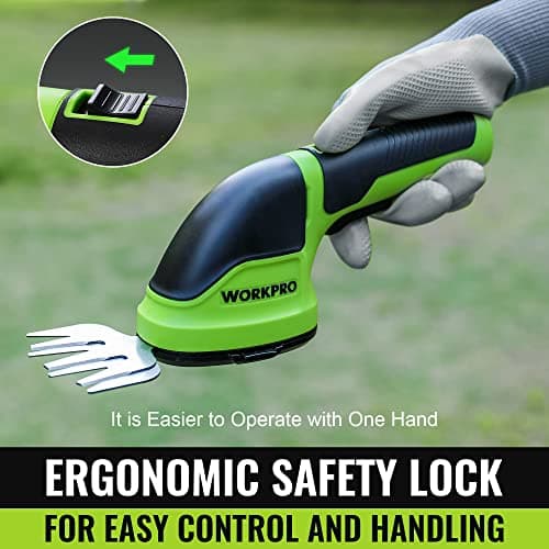 WORKPRO Cordless Grass Shear & Shrubbery Trimmer - 2 in 1 Handheld Hedge Trimmer Electric Grass Trimmer Hedge Shears/Grass Cutter Rechargeable Lithium-Ion Battery and Type-C Cable Included (Green) - Thumbnail 4