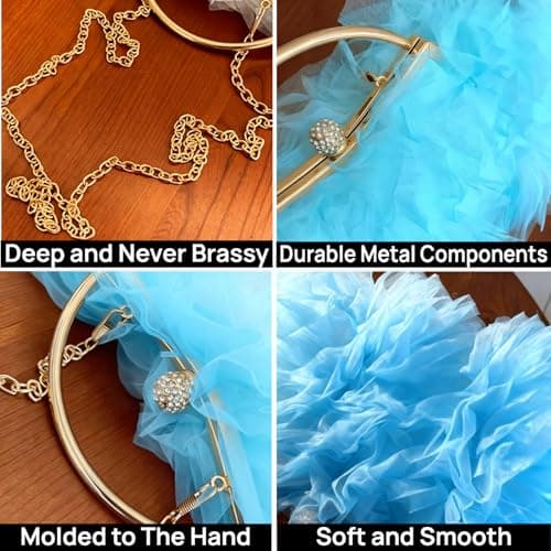 2026 Elegant Lace Floral Clutch for Women Formal Evening Bag Cute Purse Flower Wedding Handbag(Blue) - Thumbnail 4