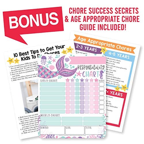 Hadley Designs Magnetic Chore Chart for Kids – Reward Chart for Kids, Dry Erase Responsibility Board for Children at Home, Fridge Behavior Tracker for Daily & Weekly Tasks, Mermaid Toddler Chore Board - Thumbnail 6