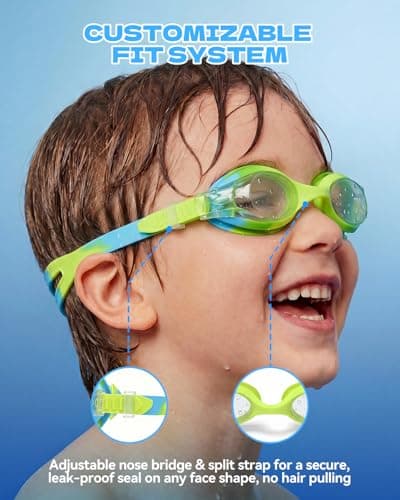 Aegend Swim Goggles for Kids Age 3-8 Anti-Fog Clear Vision Full Protection Goggles Perfect for Toddler Swimming (Green-1 Pack) - Thumbnail 4