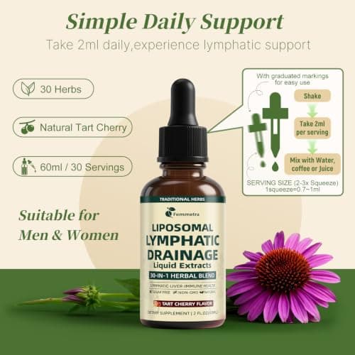 Femmetra Liposomal Lymphatic Drainage Supplements with 30-in-1 Herbal Blend - Thumbnail 6