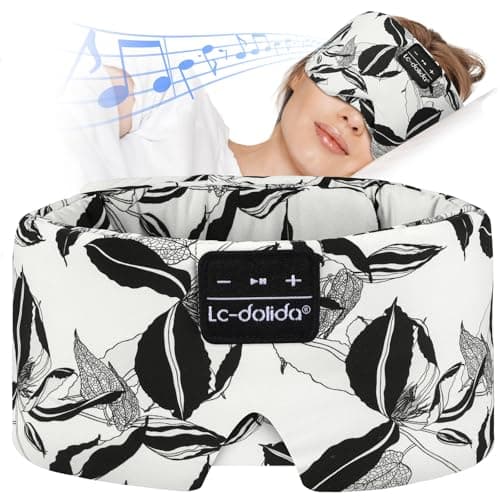LC-dolida Sleep Mask with Bluetooth Headphones, Extra Large Silk Eye Mask for Sleeping Side Day Sleepers, Sleep Headphones Bluetooth 5.4 for Women Men with Thin Speaker, Blackout, Comfort, Microphone - Image 1
