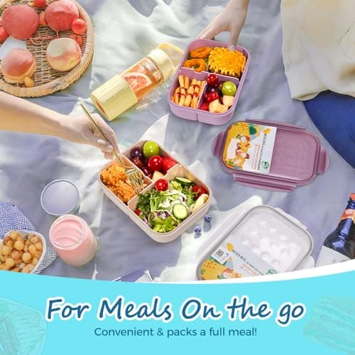 MISS BIG® Bento Lunch Box for Kids, 1150ml, 3 Compartments, White - Thumbnail 2