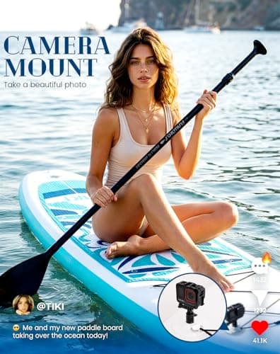 FunWater Inflatable 10'6×33"×6" Ultra-Light (17.6lbs) SUP for All Skill Levels Everything Included with Stand Up Paddle Board, Adj Floating Paddles, Pump, ISUP Travel Backpack, Leash,Waterproof Bag - Thumbnail 3