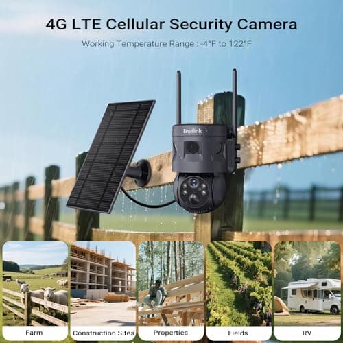 Envilink Solar Security Cameras Wireless Outdoor, 4G LTE Cellular, 2K Color Night Vision, 360°View with 3 PIR Sensors,3X Wider Motion Detection Range, 10000mah Battery, 2-Way Audio, No WiFi Needed - Thumbnail 6