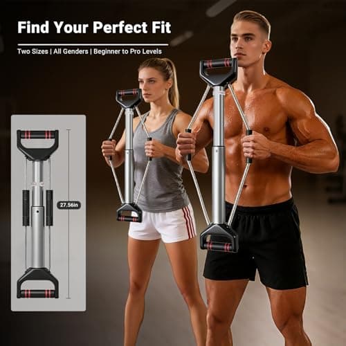 Chest Workout Equipment Arm Trainer - Adjustable 4 Resistance Levels (26-90 lbs) Forearm Muscle Train Exerciser Strengthener for Men & Women, Ergonomic Home Gym Strength Trainer with Anti-Slip Handles - Thumbnail 5