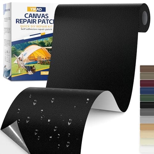 Fabric Repair Tape, Self Adhesive Canvas Repair Patch, Waterproof Outdoor Canvas Tape/Patch Kit for Sun Shades Clothing Tent Awnings Boat Cover Couches Black 4x71 inch