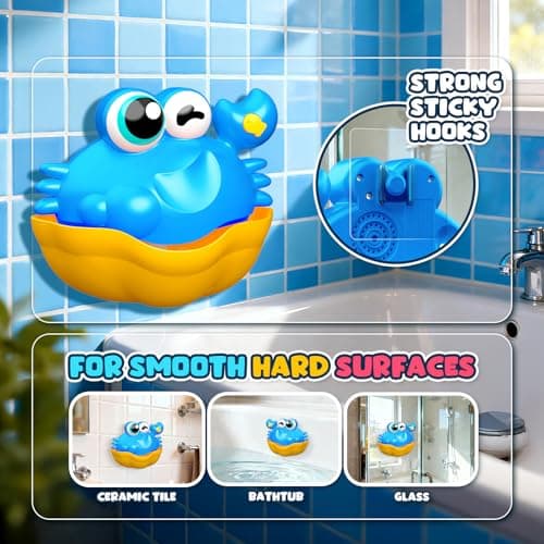 Bath Toys for Kids Ages 1-3,Light Up Baby Bath Toys Crab Bubble Maker with Colourful Light Toddler Bathtub Birthday Gifts Easter Stocking Stuffers for Boys Girls Aged 1-3 2-4 3-5 - Thumbnail 4