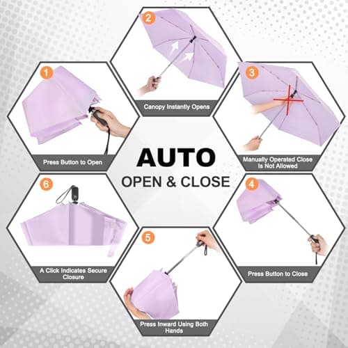 Lejorain Compact Collapsible Umbrella Tiny - Auto Open Close Light Weight Strong Wind Resistant Big Umbrella for Rain and Wind Gifts - Thumbnail 4