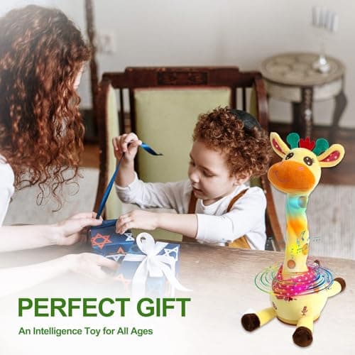 MIAODAM Dancing Giraffe Toy Stuffed Plush, Musical Baby Toys Singing 10 Children's Song Repeats What You Say, Cute Interactive Talking Giraffe Gift for Baby and Kids 1-3 Years Old - Thumbnail 3