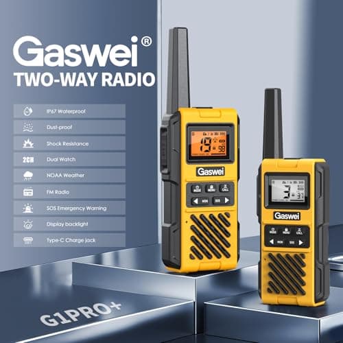 Gaswei G1pro+ IP67 Waterproof Walkie Talkies Long Range for Adults, Heavy Duty Two Way Radio with FM Radio,VOX,SOS & NOAA Weather Alerts,USB-C Rechargeable - Thumbnail 2