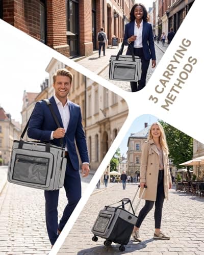 Amythe Rolling Teacher Tote Bag with 15.6" Laptop Compartment, 5 Wheels Laptop Briefcase with Detachable Trolley, Wheeled Bag for Men Women for Work, Office, Craft-Gray - Thumbnail 6